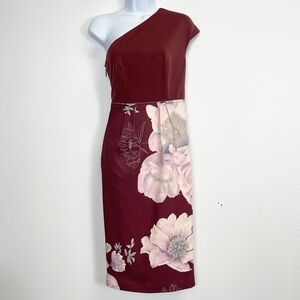 NEW Ted Baker London Nimala Dress Womens 4 Ted Sz 1 One Shoulder Floral NWOT